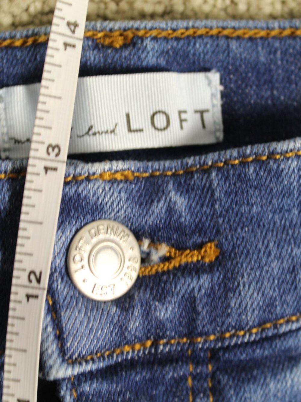 Loft Size 32 /14 High Rise The Slim Flare Blue Jeans - Picture 5 of 8